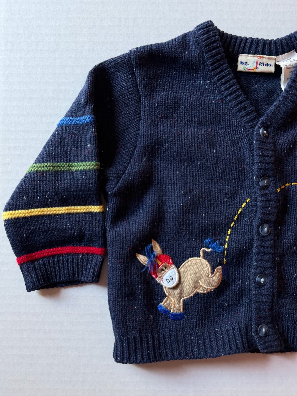 Vintage B.T. Kids Football Donkey Embroidered Cardigan 18M